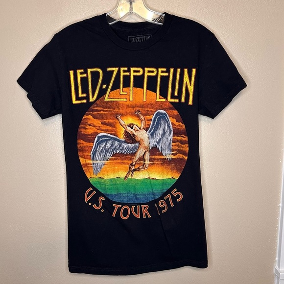Led Zeppelin U.S. Tour 1975 Black T-Shirt Size Small - Picture 1 of 4